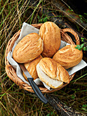 Basket of fresh Kieler Fettsemmeln