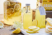 Homemade elderflower and lemonade