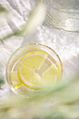 Glas Wasser mit Zitronenscheiben