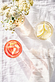 Summer drink with lemon and blood orange