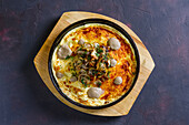 Vegetarian omelette with mushrooms and herbs