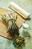 Ingredients for asparagus wrapped in puff pastry