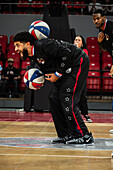 The Harlem Globetrotters perform at the Prince Felipe Pavilion in Zaragoza, Spain