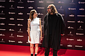 Zahara, winner of the award for best Artist, along with Marti Perarnau, members of the band Juno, on the red carpet at the MIN Independent Music Awards 2024, Zaragoza, Spain