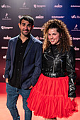 Artist Olga Pareja and Javier Doblas on the red carpet at the MIN Independent Music Awards 2024, Zaragoza, Spain