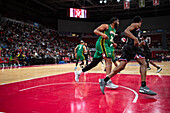 The Harlem Globetrotters perform at the Prince Felipe Pavilion in Zaragoza, Spain