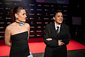 Tanxugueiras is a Galician folk trio formed in 2016 by Aida Tarrío and twin sisters Olaia and Sabela Maneiro, on the red carpet at MIN Independent Music Awards 2024, Zaragoza, Spain