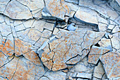 Rocky soil cracked by erosion. Yesa reservoir. Aragon, Spain, Europe