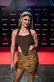 Alba Reche, winner of the awards for Song of the Year, Best Electronic Recording and Best Musical Production, on the red carpet at the MIN Independent Music Awards 2024, Zaragoza, Spain