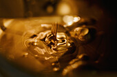 Extreme close up abstract golden printing ink