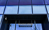 Genesis House electric vehicle showroom, building exterior, low angle view, New York City, New York, USA