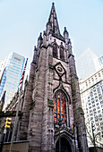 Trinity Church, Tiefblick, New York City, New York, USA