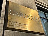 Benjamin N. Cardozo School of Law, exterior view of building sign, Yeshiva University, New York City, New York, USA