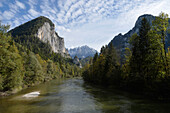 Austria,Styria,ENNSTAL Alps, Geseause National Park,the ENNS river has carved out its bed through a limestone massif looking like yosemite,the Admonter Reichenstein