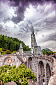 LOURDES - JUNE - 15 - 2019: the Basilica of our Lady of the Rosary in Lourdes,France