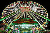 Paris. 1st district. The Tuileries Garden by night. Fun fair at the end of the year. The great wheel. Manege.