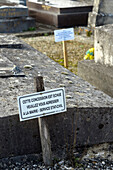Seine et Marne. Graveyard. Sign left by the town hall for the search of information on a concession coming to term.