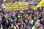 March 2,2019. Paris. Demonstration of the Yellow Vests against the policy of the Macron government. Act 16. Protesters rue d'Alesia
