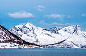 Norway,city of Tromso,Island of Senja,fjord under the snow
