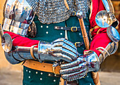 Spain,Rioja,Medieval Days of Briones (festival declared of national tourist interest),detail of knight's armour