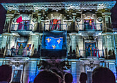 Spain,Rioja,Medieval Days of Briones (a festival declared of national tourist interest),historical sound and light show on the facade of the Palace of the Marquis of San Nicolas