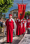 France,Gironde,Saint Emilion,Celebrations of the 20th anniversary of UNESCO's World Heritage Listing,parade of the Compagnie des Jurats (brotherhood of Saint Emilion Wines)