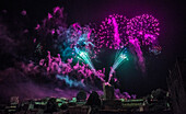 France,Gironde,Saint Emilion,Celebration of the 20th years anniversary of the inscription to the UNESCO World Heritage,pyrotechnics show above the city