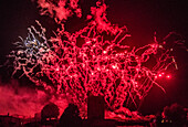 France,Gironde,Saint Emilion,Celebration of the 20th years anniversary of the inscription to the UNESCO World Heritage,pyrotechnics show above the Tour du Roy