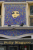 France,Paris,75,5th arrondissement,Quartier Latin,rue du Petit Pont,mosaic decoration on the facade of the Polly Maggoo,original pub