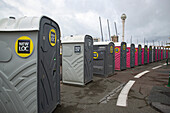 France,Les Sables d'Olonne,85,alignment of mobile toilets,installed for an event,July 2021.