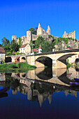 France,Nouvelle Aquitaine,Vienne department,Angles sur l'Anglin,the fortress,the bridge ans l'Anglin river