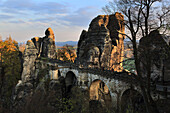 Deutschland,Sachsen,Sächsische Schweiz,Sandsteinfelsen. Bastei-Brücke