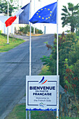 Caribbean,Sint Maarten,border between the French part and the Dutch part of the island