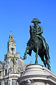 Europa,Portugal,Porto,Freiheitsplatz,das Reiterstandbild von Dom Pedro V
