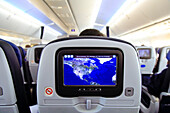 United airlines,Flugzeug,Bildschirm auf Sitz