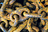 Close up of metal chain links