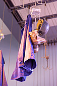 Europe,Belgium,Charleroi. Marcinelle,Le Bois du Casier. Locker room with miner's outfit hanging