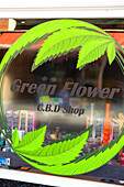 Europe,Belgium,Tournai. Marijuana items shop. CBD