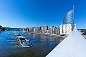 Europe,Belgium,Liege. Meuse River. Bridge. Financial tower