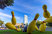 Europe,Nederlands. Eindhoven. Bowling statue. Sculpture Flying Pins