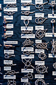 Europe,Scandinavia,Sweden. Karlskrona. Naval museum. Table of marine knots