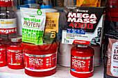 Proteins on sale in a store