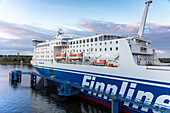 Europe,Germany. Schleswig-Holstein. Travemuende. Travemuende-Lubeck harbour. Finnlines ferry
