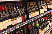 Wine shelf in a supermarket
