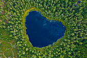 Europe,Scandinavia,Sweden. Heart-shaped lake (natural shape,no retouching)
