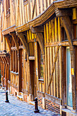 France,Grand Est,Aube,Troyes. Facade of half-timbered house in the city center