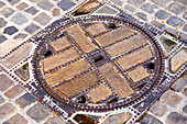 France,Grand Est,Aube,Troyes. Metal and wood manhole cover