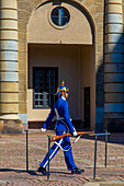 Europe,Scandinavia,Sweden. Stockholm. Gamla Stan district. Royal palace. Swedish guard in blue uniform