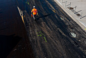 Bitumen,laying of asphalt on a road