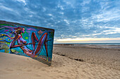 France,Opale Coast,Pas de Calais,SangatteStreet art on bunker. Bleriot-Plage beach